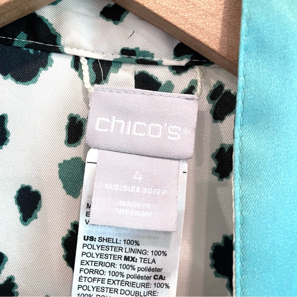 Chicos Reversible Floral Leopard Duster Open Front Cardigan Jacket - Picture 8 of 13